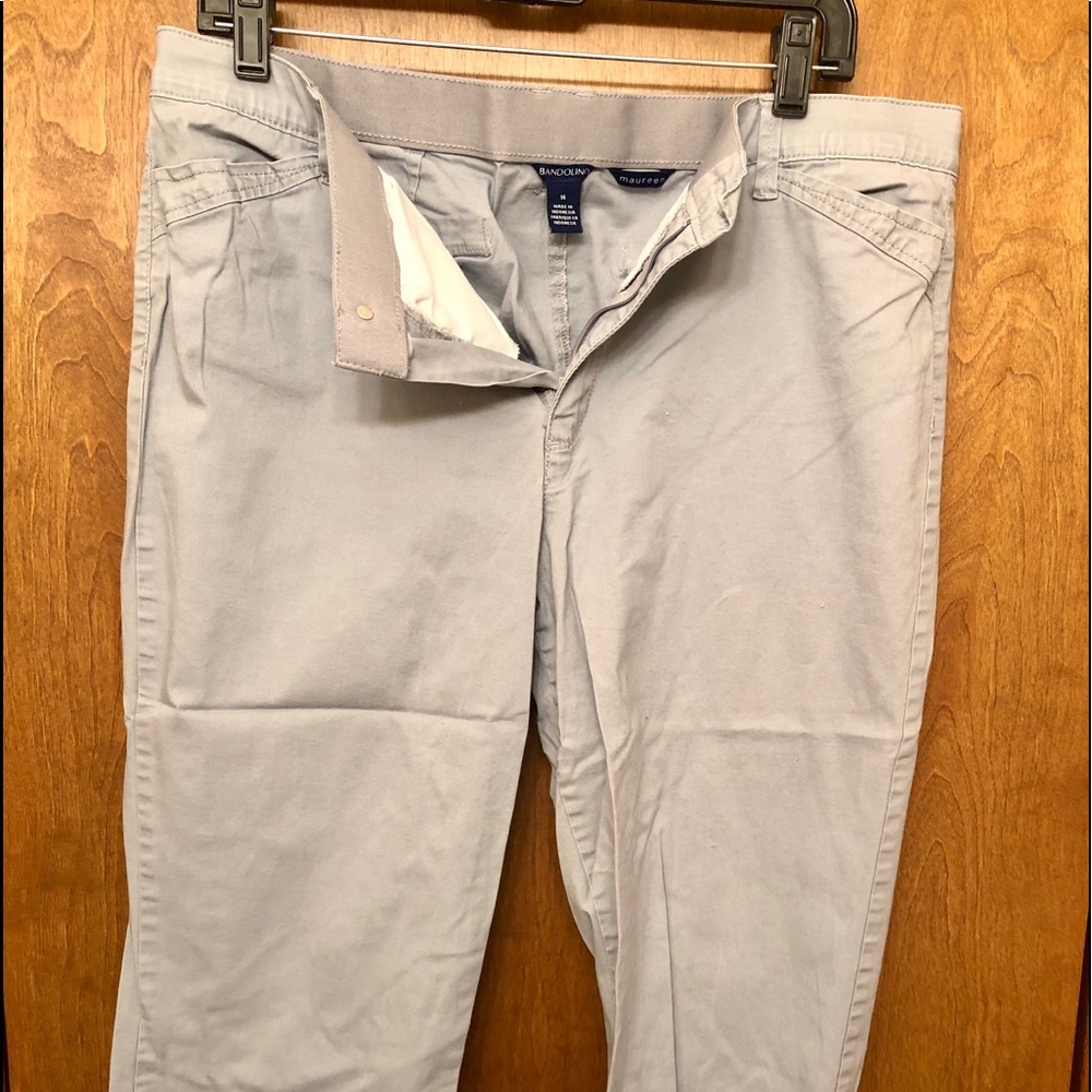 Cropped gray stretch waist pants size 14